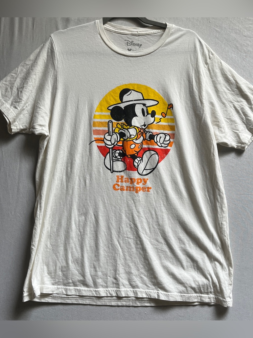 Disney XL Cotton Blend Happy Camper Mickey Mouse Graphic T Shirt